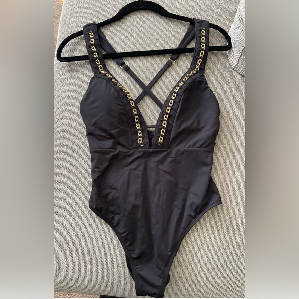 Kenneth Cole Black One Piece Swimsuit